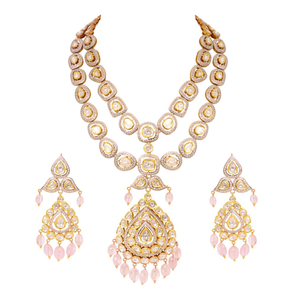 diamond polki necklace set - Navkkar jewellers