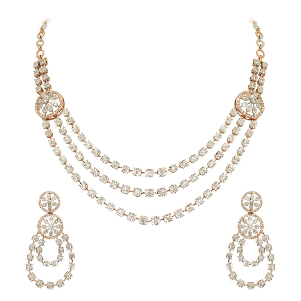 Diamond necklace set - Navkkar Jewellers