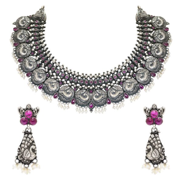 silver necklace set - navkkar jewellers