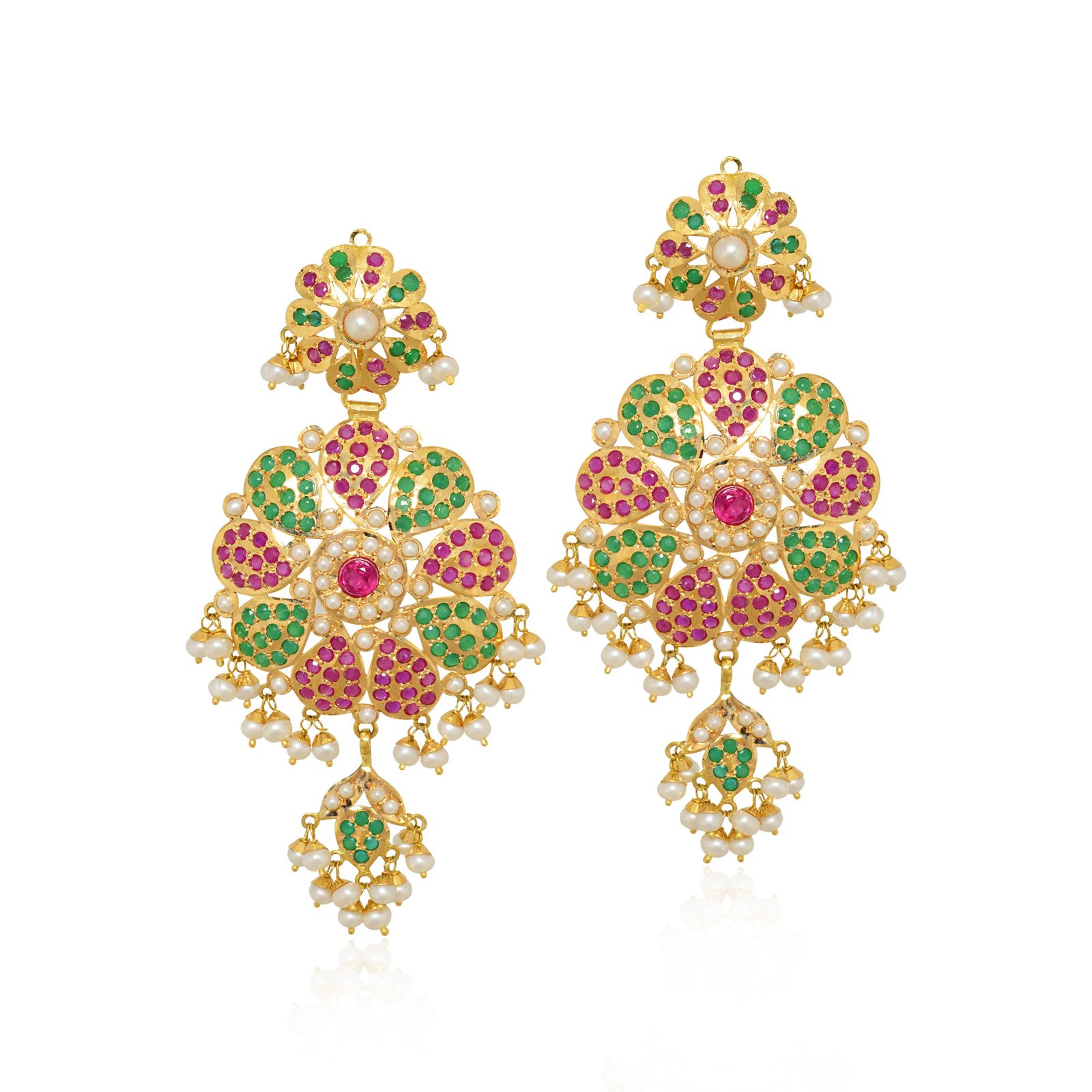 Gold ladies earrings - Navkkar Jewellers